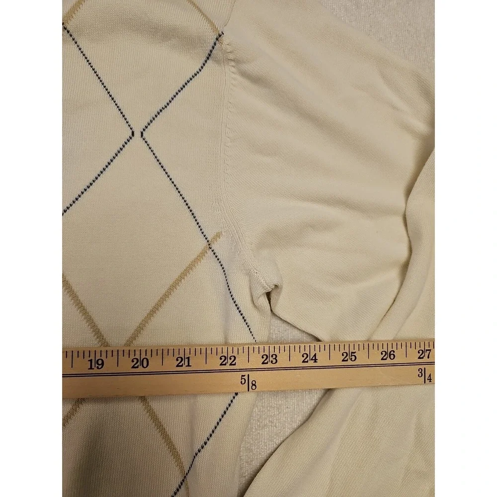 Murano‎ Mens Cream Argyle Cotton Silk Blend Crew Neck Sweater NWT Size L